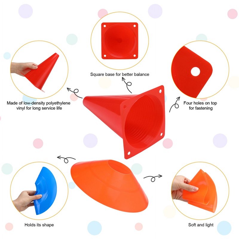 Sports Training Cones Set 24 Training Cones + 10 Disc Cones for Soccer Drills