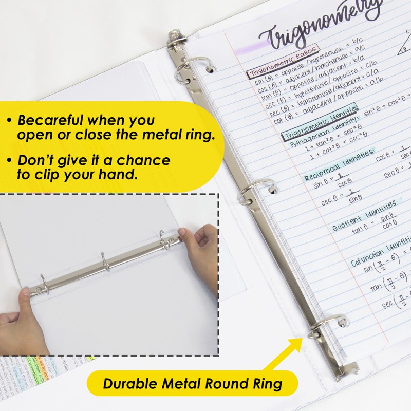 3-Ring Binder with Round Rings and Inside Pockets - 1.5 Inch Office & School Organizer