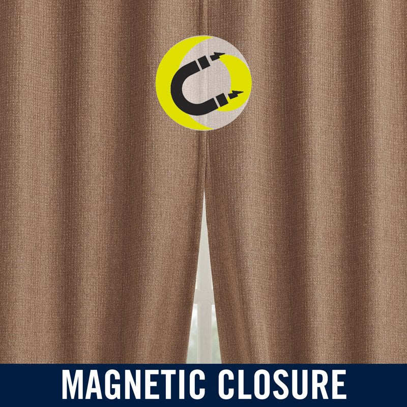 Blackout Curtain Panel Pair with Magnetic Closure - Room Darkening, Noise Reduction, Thermal Insulation