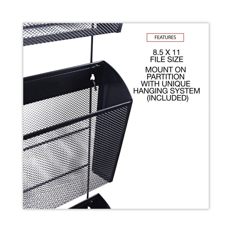 Mesh Wall File Organizer 3-Pack - Letter Size Black Office Storage