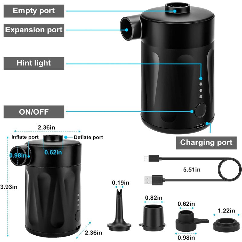 Electric Air Pump 20PSI High Pressure Inflator for Air Mattress Boat Paddle Board