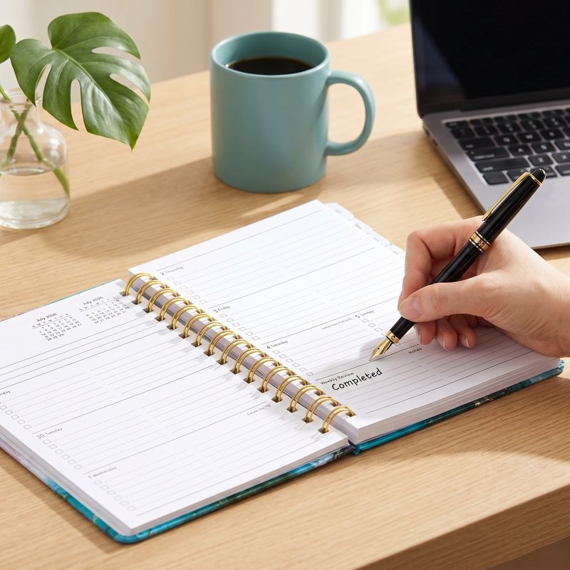 Academic Planner 2026-2027 Weekly & Monthly Organizer with Tabs - Cyan Marble
