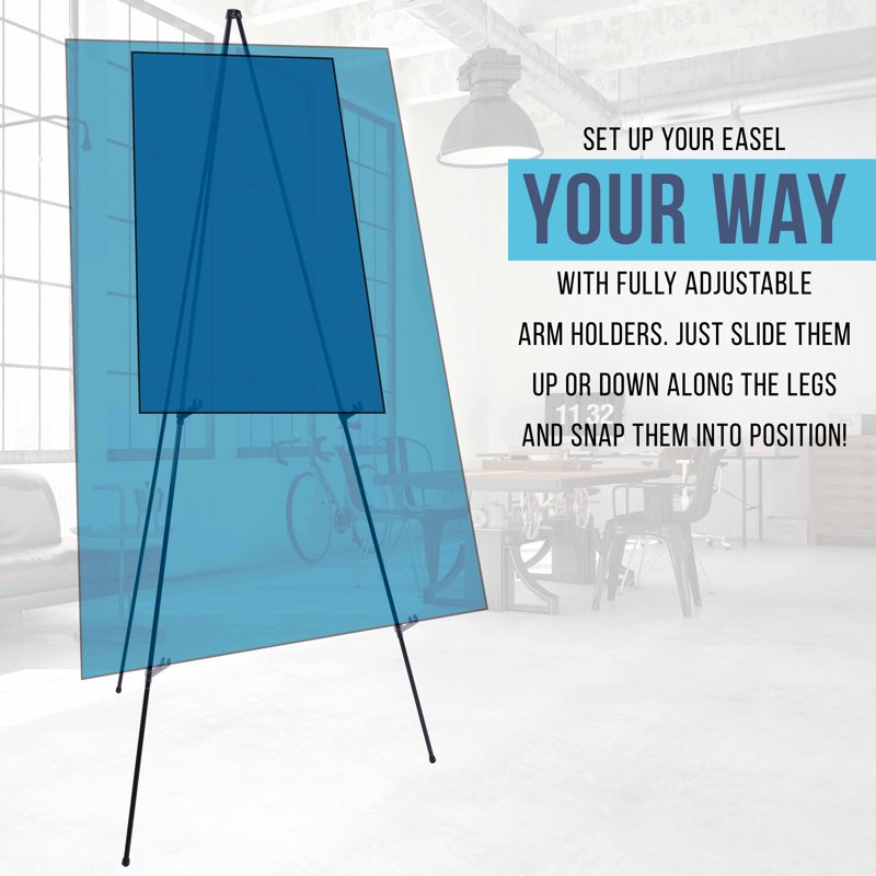 Portable 63-Inch Steel Folding Display Easel with Adjustable Holders