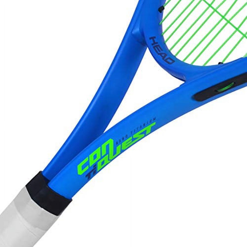 Adult Tennis Racket 27 Inch Blue Ti Conquest with 4 3/8 Grip - Beginner Friendly