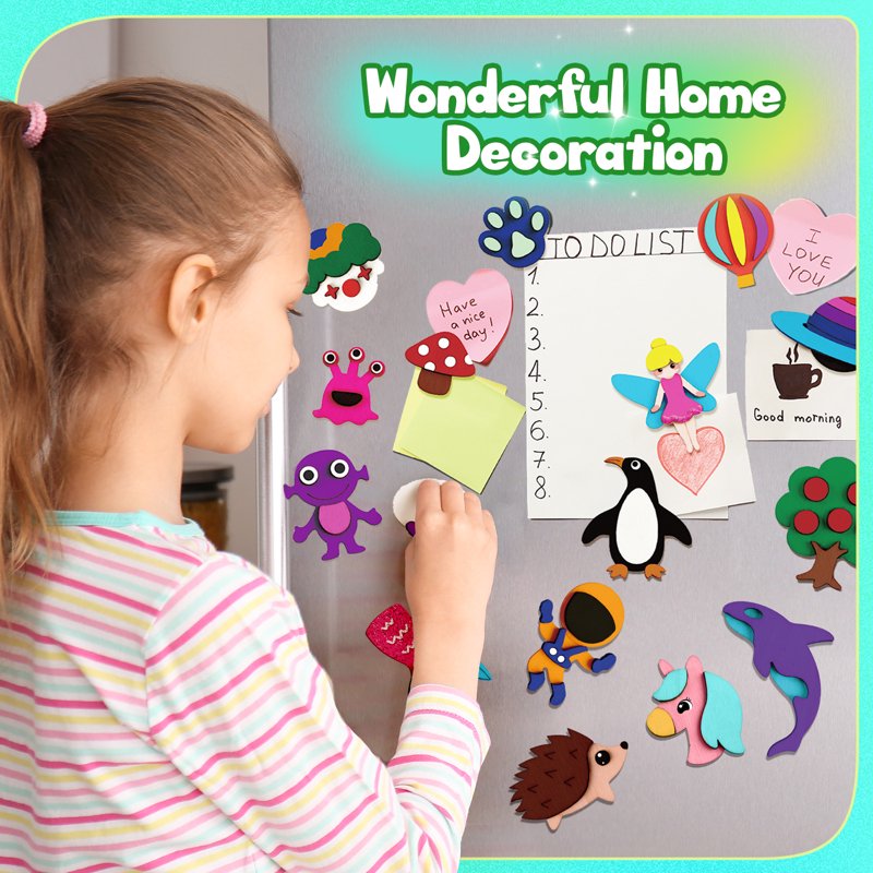 Glow-in-the-Dark Wooden Magnet Painting Kit for Kids - 40 Pieces