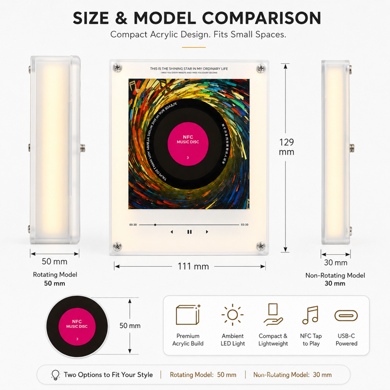 Magnetic NFC Music Player for Refrigerator - Custom Song Storage with LED Light