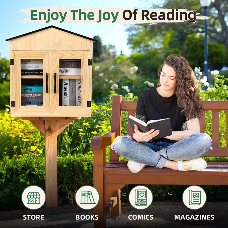 Outdoor Community Library Box for Book Sharing and Literacy