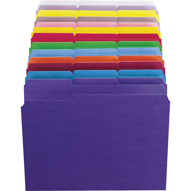 File Folders with Reinforced Top Tabs, 1/3 Cut, Letter Size, Gray, 100 Pack