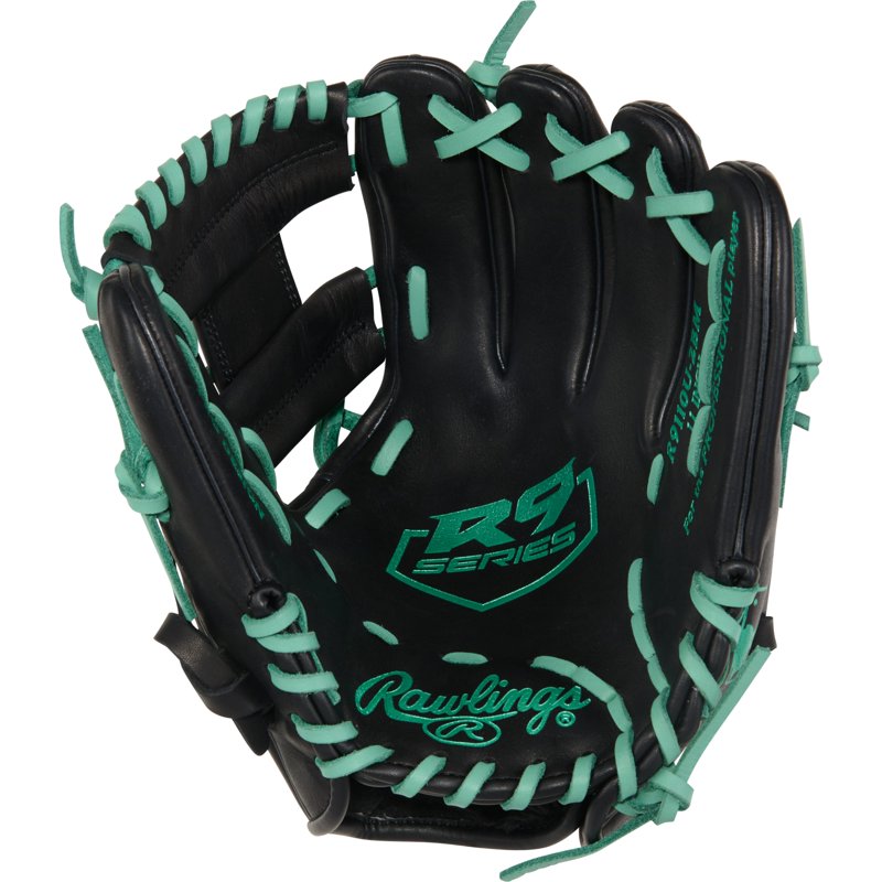 Youth Baseball Glove 11-Inch R9 Pattern with Contour Fit - Black Mint