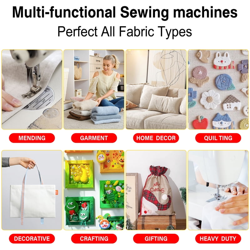 Portable Sewing Machine for Beginners with 38 Stitches & Extension Table - Dual Speed