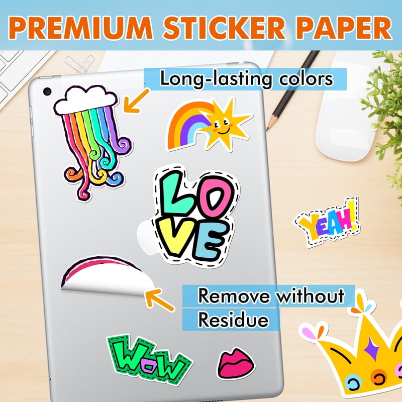 Printable Vinyl Sticker Paper 8.5x11 Waterproof Glossy White 100 Sheets