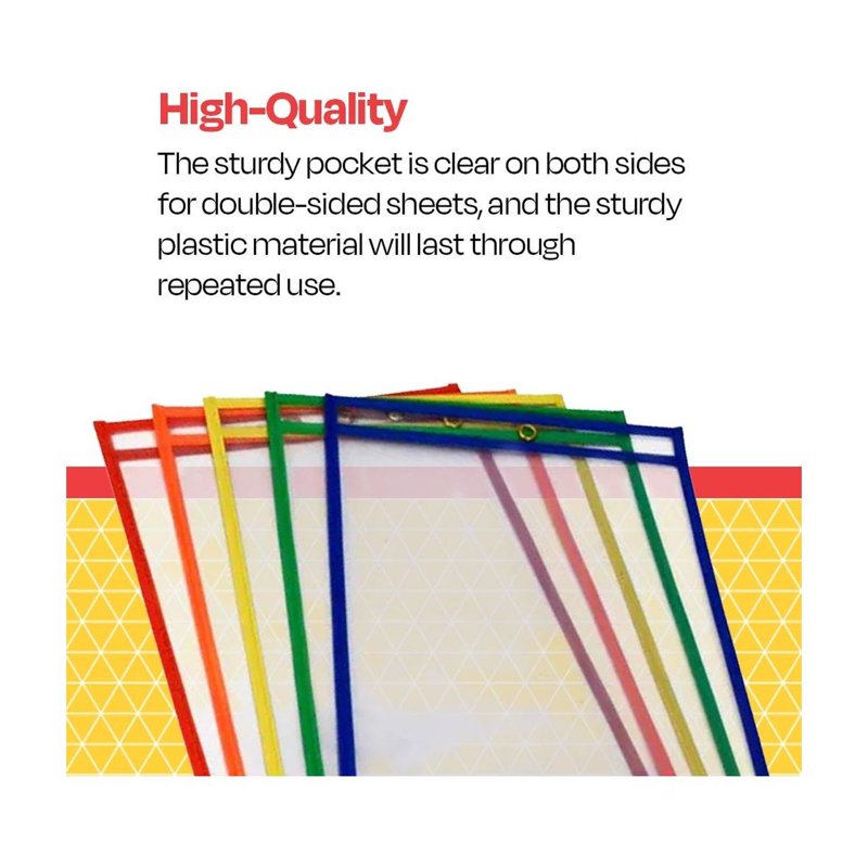 Reusable Dry Erase Pocket Sleeves Set of 25 - 10.5 x 13 Inches for Classroom & Office