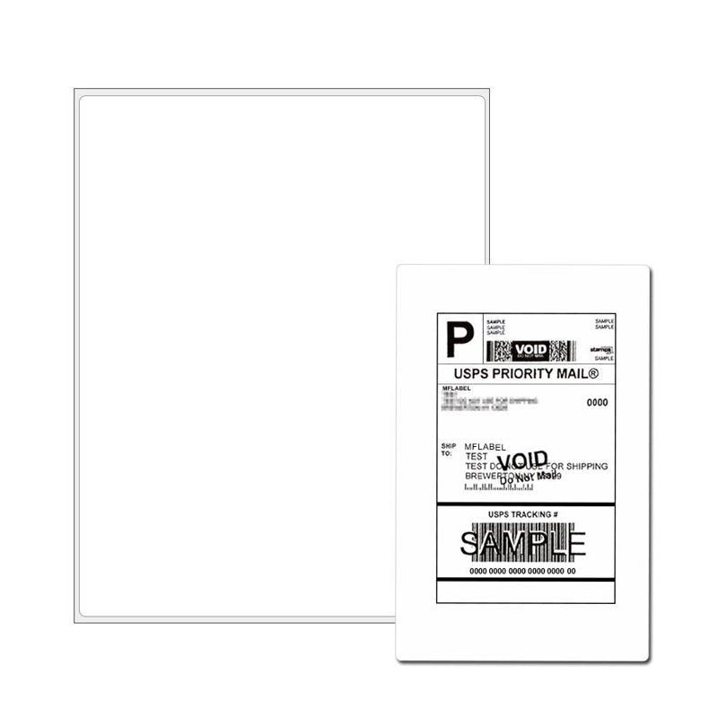 Self-Adhesive Shipping Labels 8.5 x 11 Inches Matte White Blank Sticker Paper for Laser & Inkjet Printers - Pack of 25+ Sheets