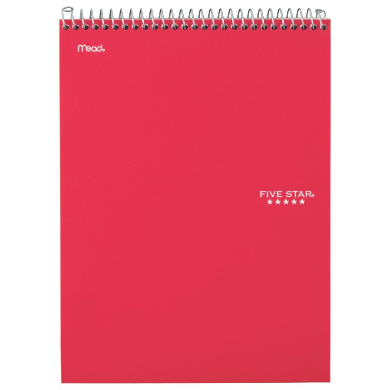Five Star College Ruled Notepad 11x8.5 Assorted Colors Spiral & Water Resistant Cover