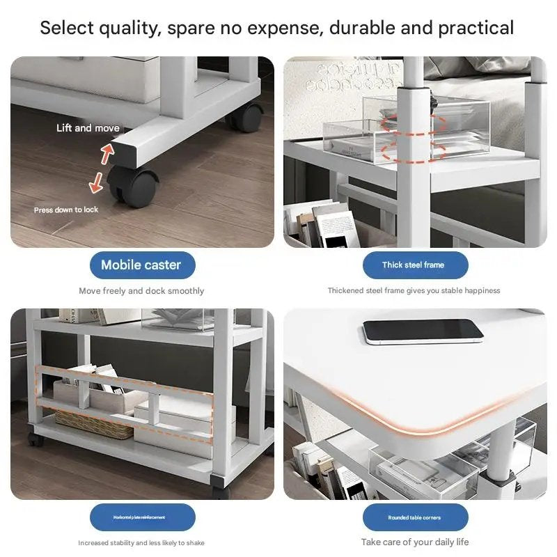 Adjustable Height Mobile Craft Table 60x40 Workstation with Lockable Wheels