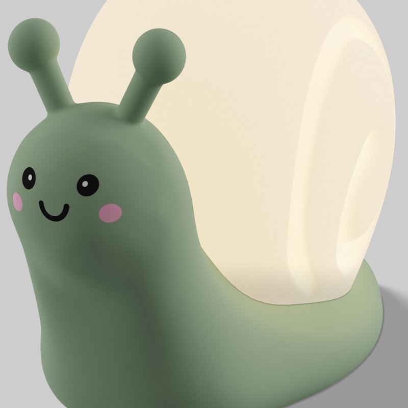 Kids LED Night Light - Rechargeable Squishy Snail Lamp with Dimmable Color Modes