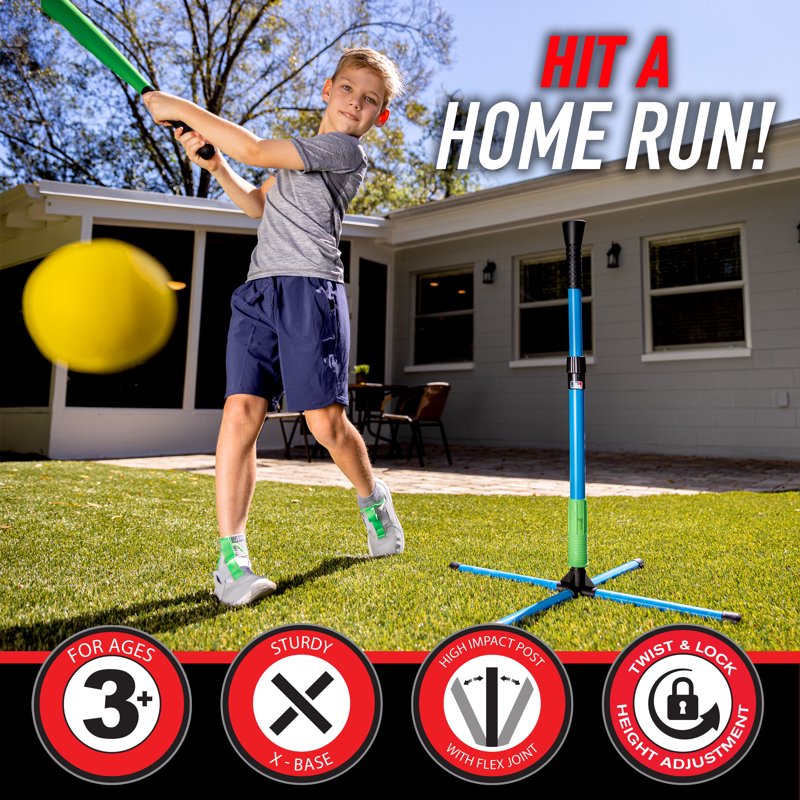 Adjustable Youth Baseball Batting Tee for Kids 23-33 Inches - Sturdy & Portable