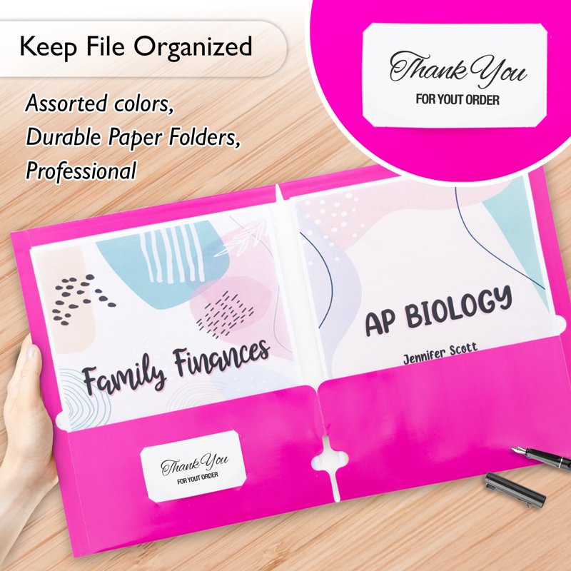 2-Pocket Laminated Folder Set - Office & School Organization, 6 or 48-Pack