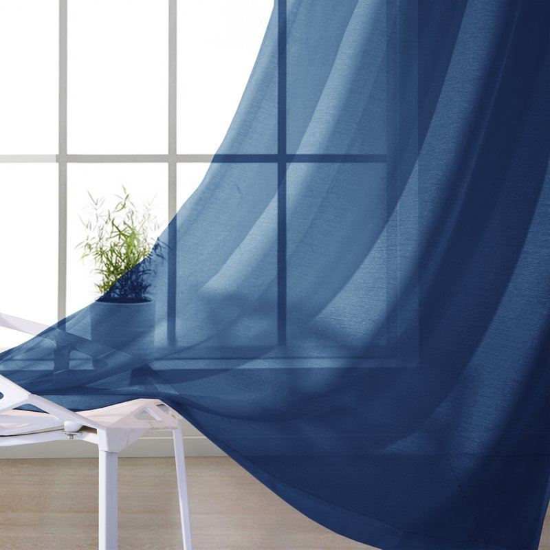 Semi-Sheer Linen Look Grommet Top Curtain Set of 4 - 54 x 84 Inches
