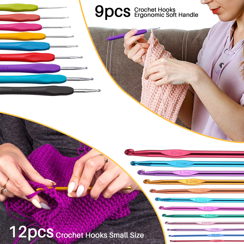 Crochet Kit for Beginners Adults 73PCS with Yarn & Tote Bag - DIY Craft Set