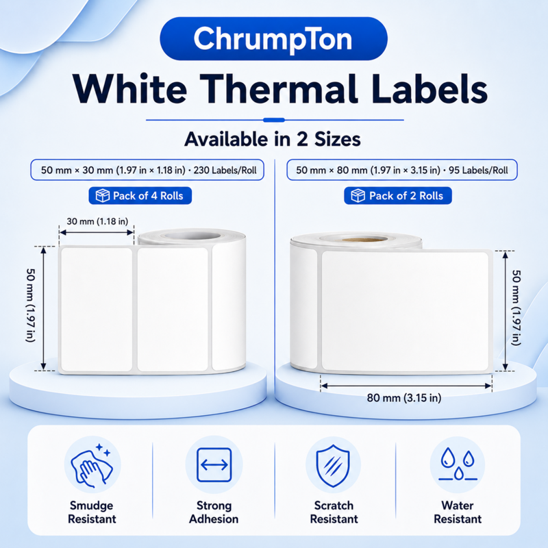 Thermal Transfer Barcode Labels 6 Rolls 1110 Count 2x1 & 2x3.15 Inches Self-Adhesive
