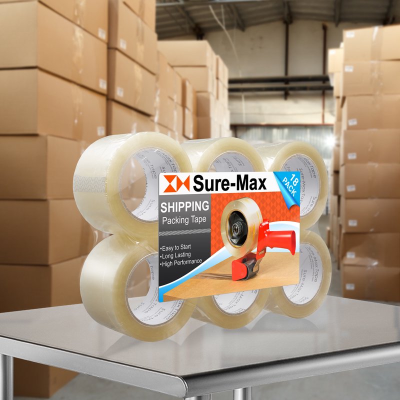 Heavy Duty Clear Packing Tape - 3 Inch x 110 Yards, 2 Mil Thick, Multipurpose Sealing Rolls