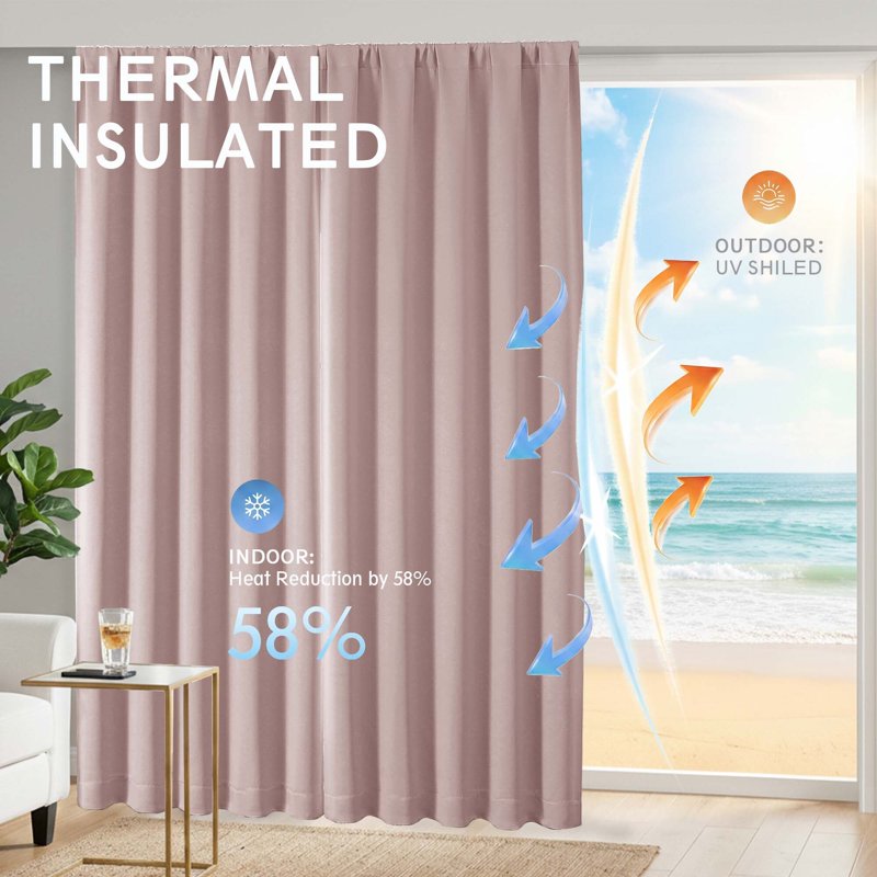 Extra Long Blackout Curtain Panels - Thermal Insulated Noise Reducing Room Darkening Drapes for Living Room & Bedroom