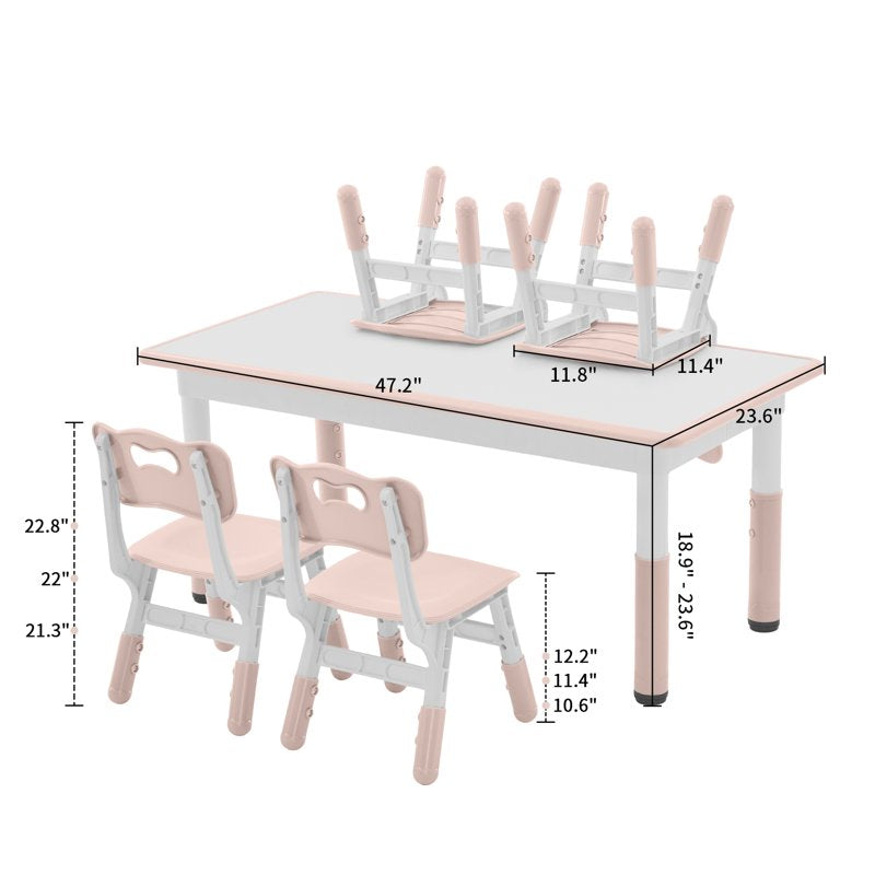 Kids Adjustable Table and Chair Set with Paintable Desktop - Multiple Colors