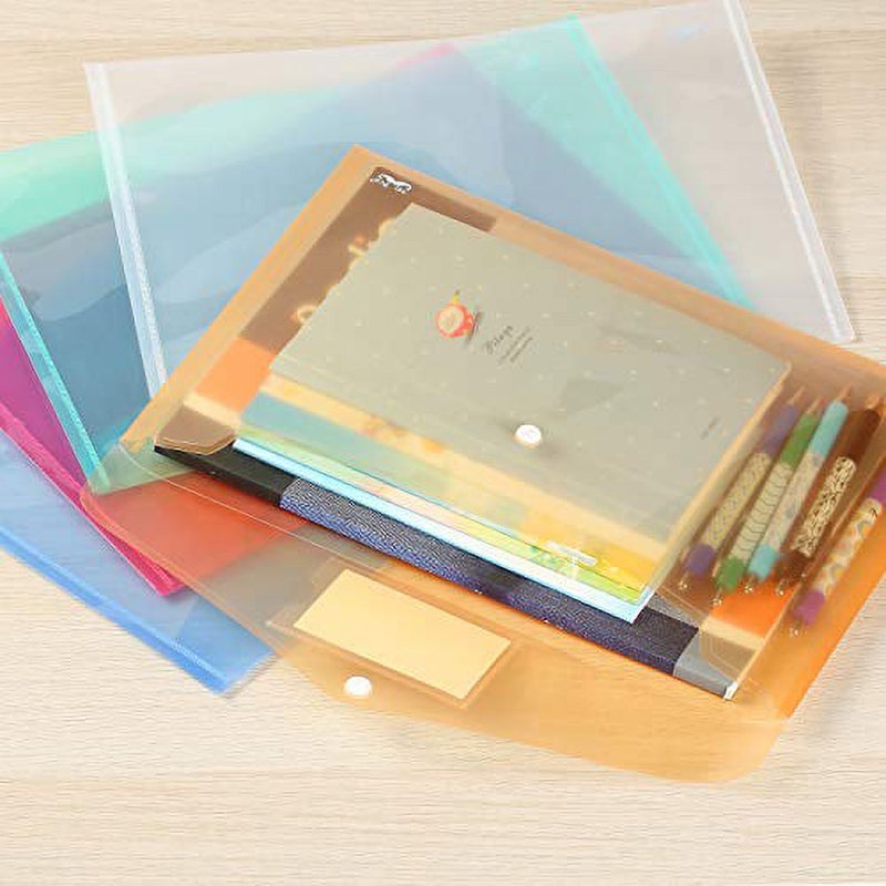 A4 Multicolor Plastic Envelope Set with Label Pockets - 10 Pack