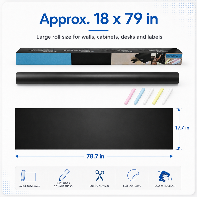 Chalkboard Wall Sticker Roll 18x79 Inch DIY Contact Paper for Notes & Labels