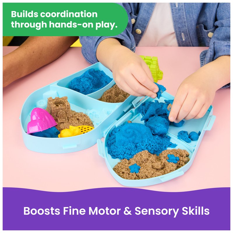 Kids Beach Sand Playset with 10 oz Kinetic Sand & Molds - Surf & Shore Fun