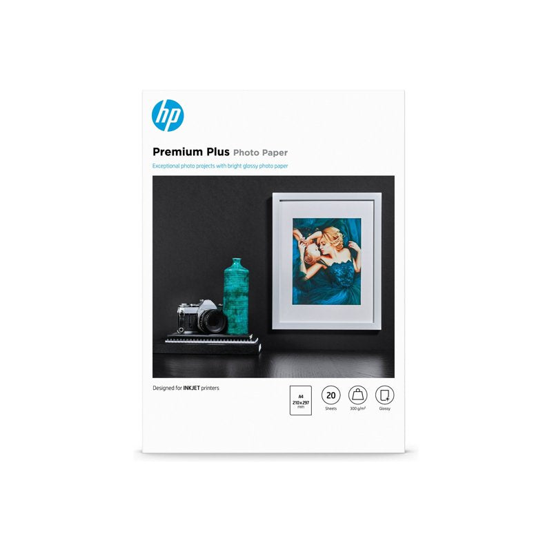 HP Premium Plus Glossy Photo Paper A4 8.25x11.7in 300gsm - 20 Sheets