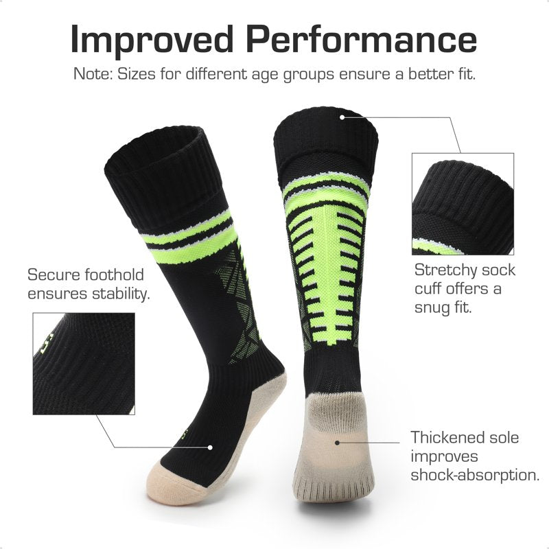 Dream Pairs Youth Soccer Cleats with Socks - Boys & Girls Kid Football Shoes 13.5 Black Neon