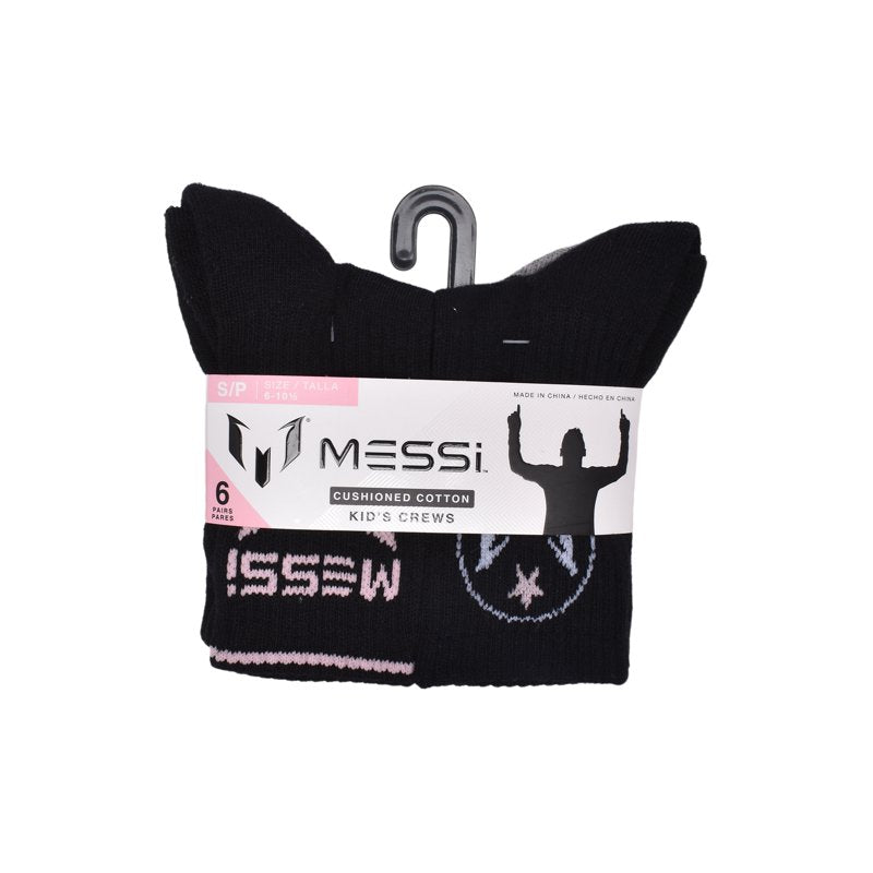 Messi Boys Crew Sock 6-Pack - Black, Size S
