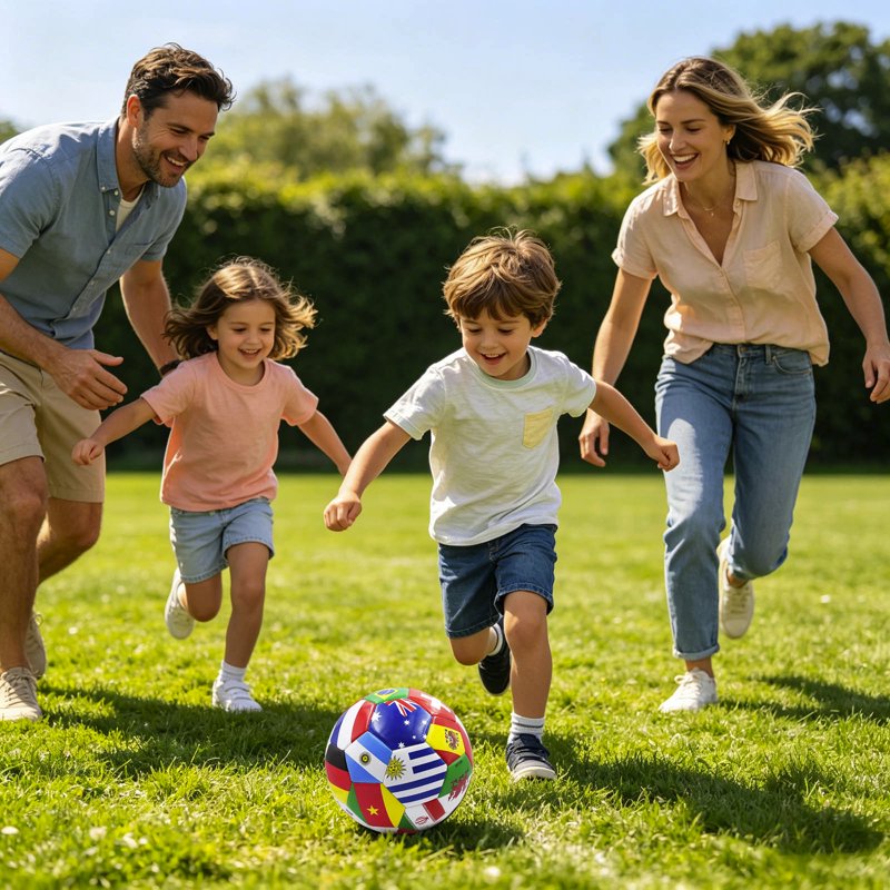World Flag Soccer Ball Size 5 with Pump & Needle - Multi-Country Design for Training & Events