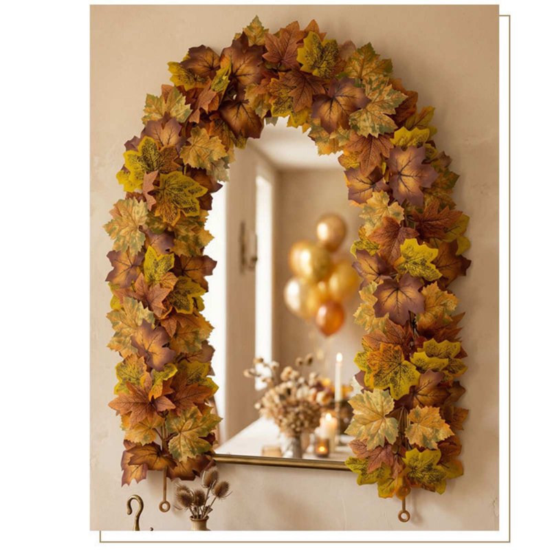 Artificial Fall Maple Leaf Vine Garland - 68 Inch Autumn Decoration for Thanksgiving & Halloween