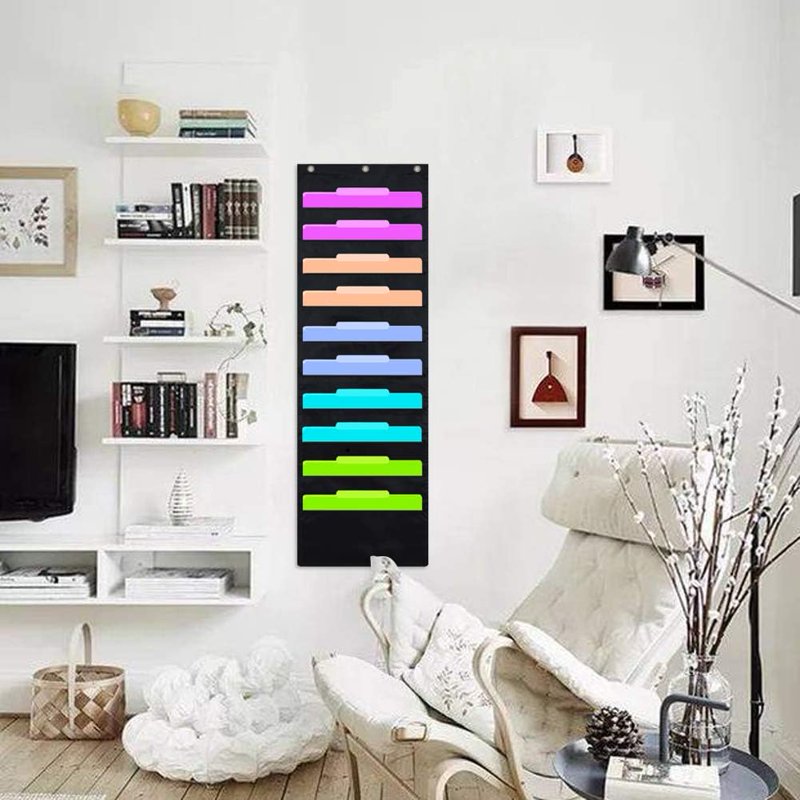 Classroom & Office Wall File Organizer with 10 Pockets - Hanging Door Mount