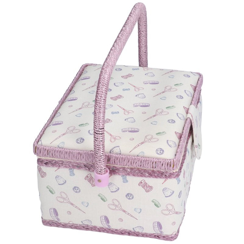 Sewing Basket with Pincushion and Storage Organizer - Portable Home & Outdoor Use