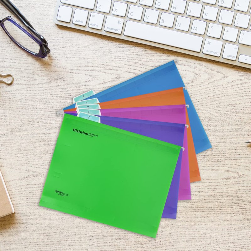 15 Pack PVC Hanging File Folders Letter Size Color-Coded Office Organizer