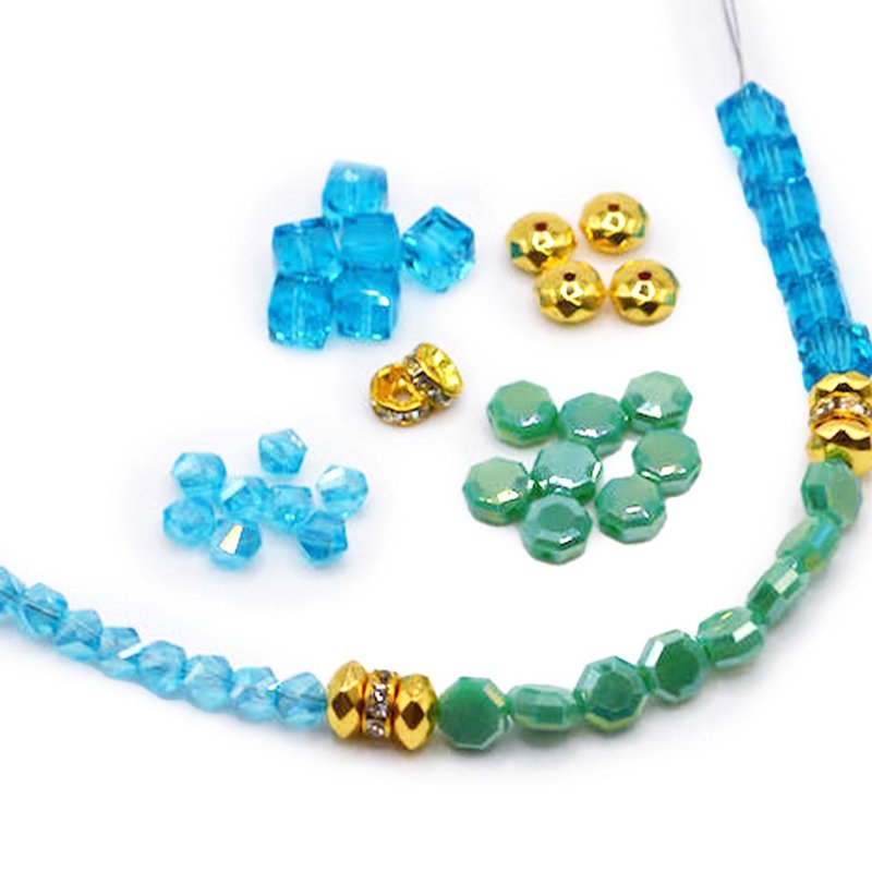 Glass Bead Set - Multi-Purpose Teal Strand Beads for Jewelry Making & Crafts