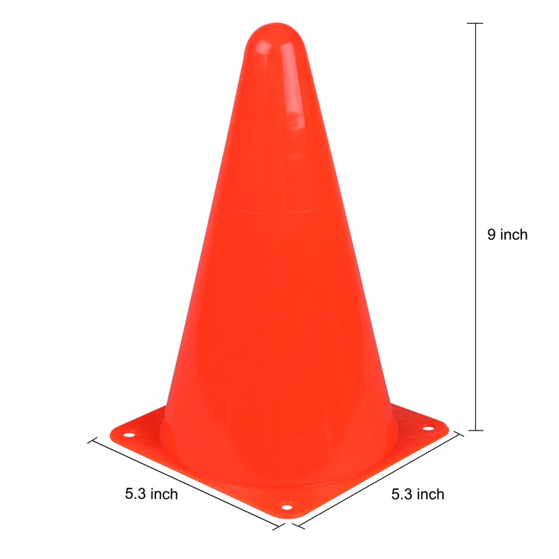 9 Inch Agility Training Cones - 12 Pack Outdoor Sports Markers for Drills & Games