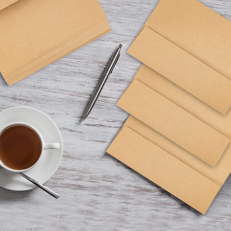 Self-Sealing Brown A7 Envelopes for Invitations & Mailing 5x7 - 100 Pack