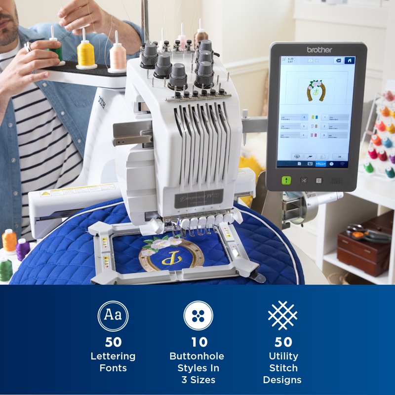 Brother Embroidery Machine with 6 Needles, Wireless Connectivity, 10.1-Inch LCD