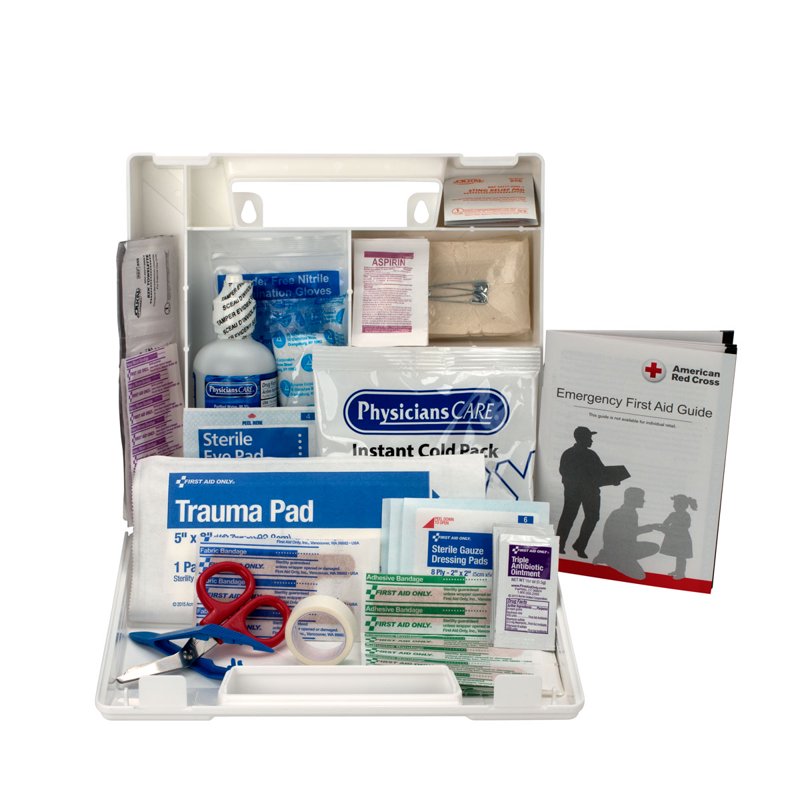 25-Person OSHA Compliant First Aid Kit with 107 Pieces, Water-Resistant Plastic Case