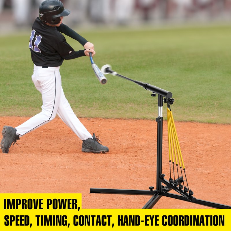 Baseball & Softball Swing Trainer with Adjustable Height & Power Bands