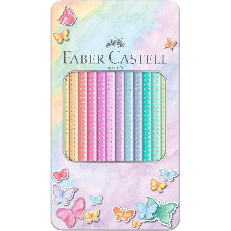 Faber-Castell Sparkle Pastel Coloring Pencils Set of 12 with Metal Case