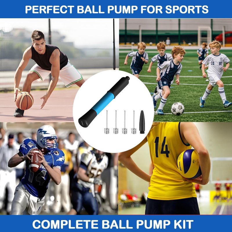 Fenxyo Ball Pump with Needle Storage and Extendable Cable - Sports Ball Inflator for Basketball, Soccer, Volleyball, Rugby
