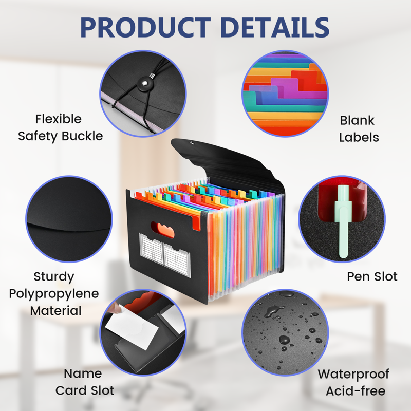 2 Pack Expandable File Folders with 26 Color-Coded Pockets - A4 Letter Size Office Organizer