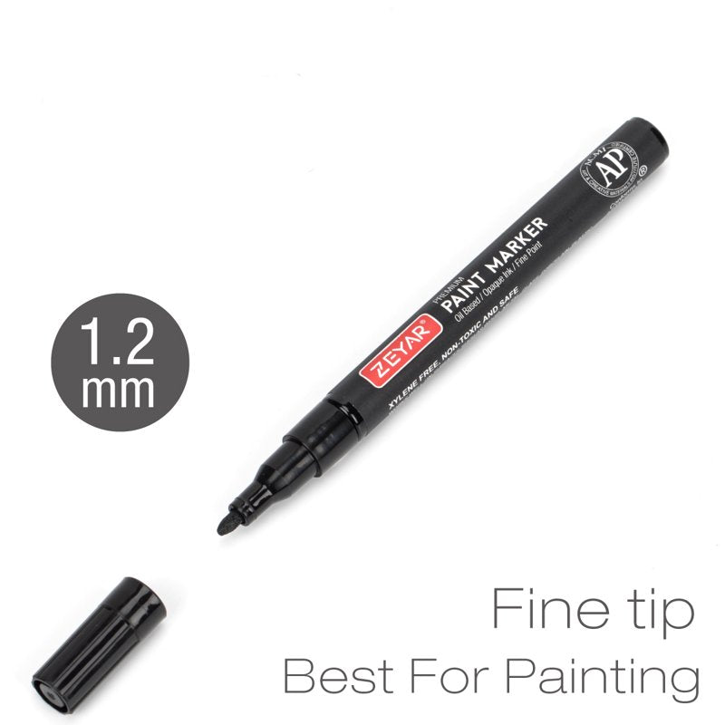 Permanent Oil-Based Paint Markers for Rock, Wood, Glass & Metal - Black & White Set