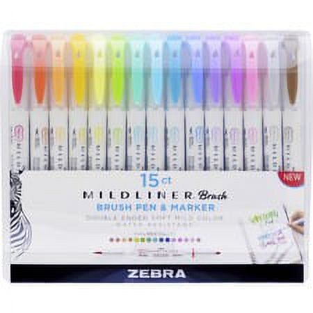 Double-Ended Brush & Fine Marker Pens Set - Assorted Pigment Ink - 5 Pack